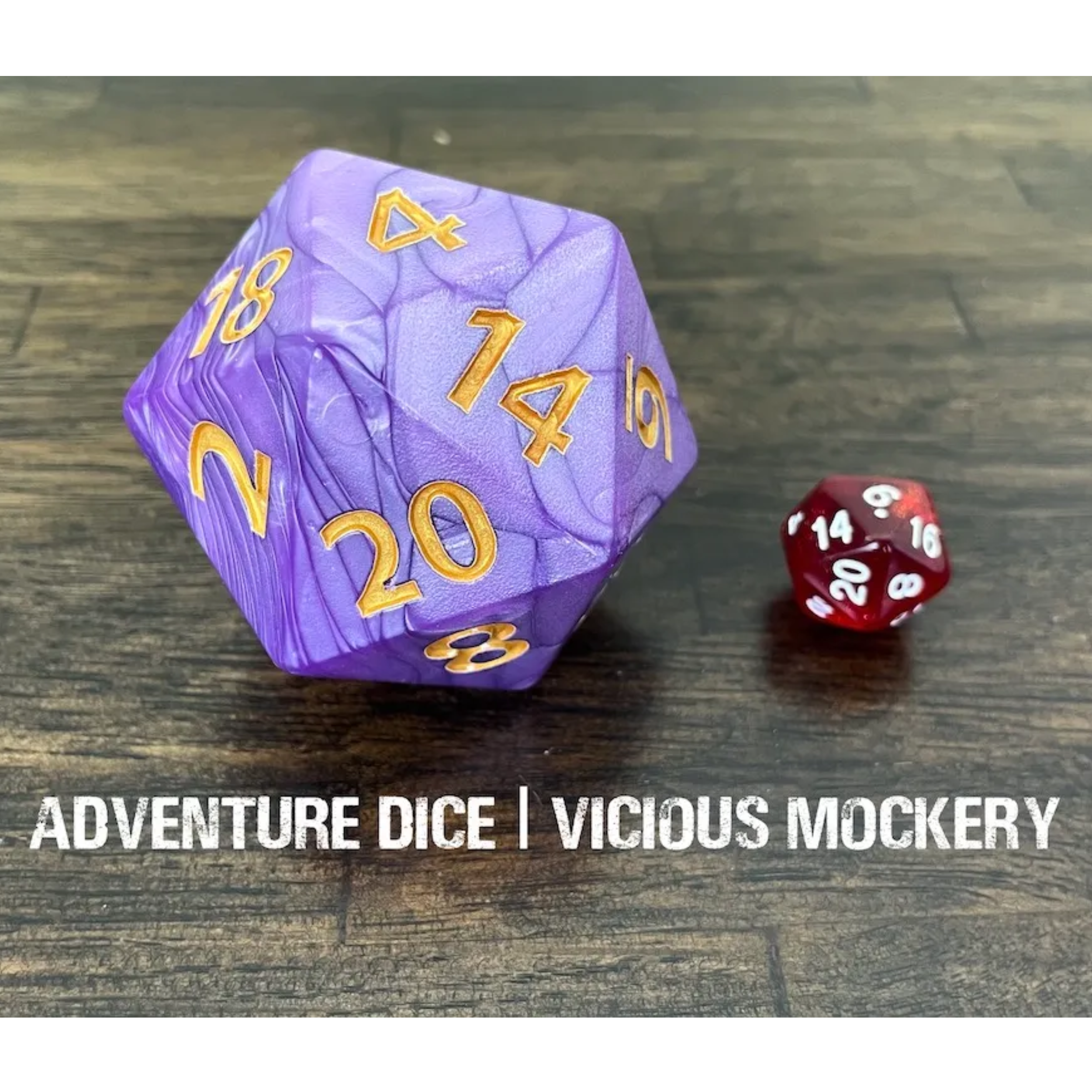 Vicious Mockery Jumbo Marbled Purple/Gold d20 Adventure DIce